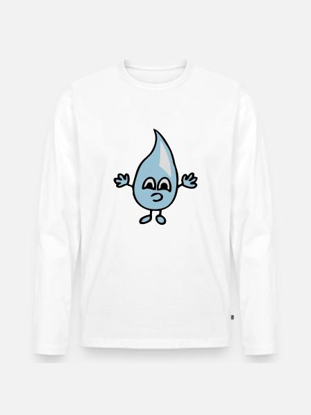 Kleiner Wassertropfen - Männer Premium Bio Langarmshirt - Weiß