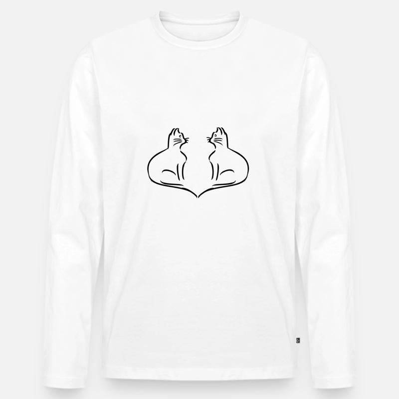 katze zwilling Herz - Männer Premium Bio Langarmshirt - Weiß