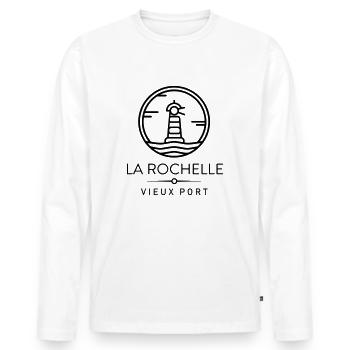 la rochelle vieux port - T-shirt manches longues Premium bio Homme - blanc - Devant - Nico (187cm)
