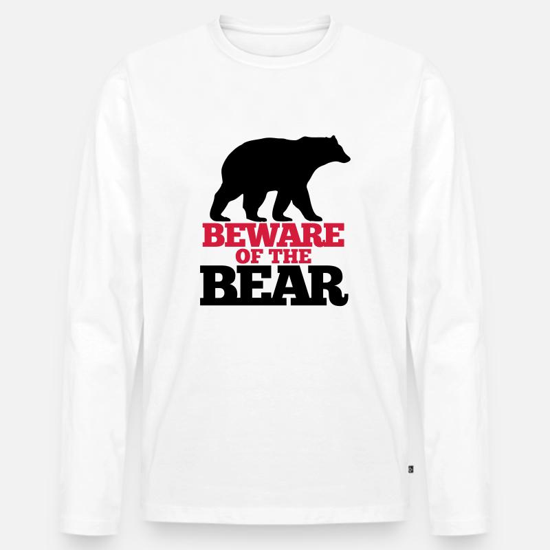 Bär Wild T-Shirt - Männer Premium Bio Langarmshirt - Weiß