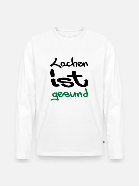 lachen ist gesund - Männer Premium Bio Langarmshirt - Weiß