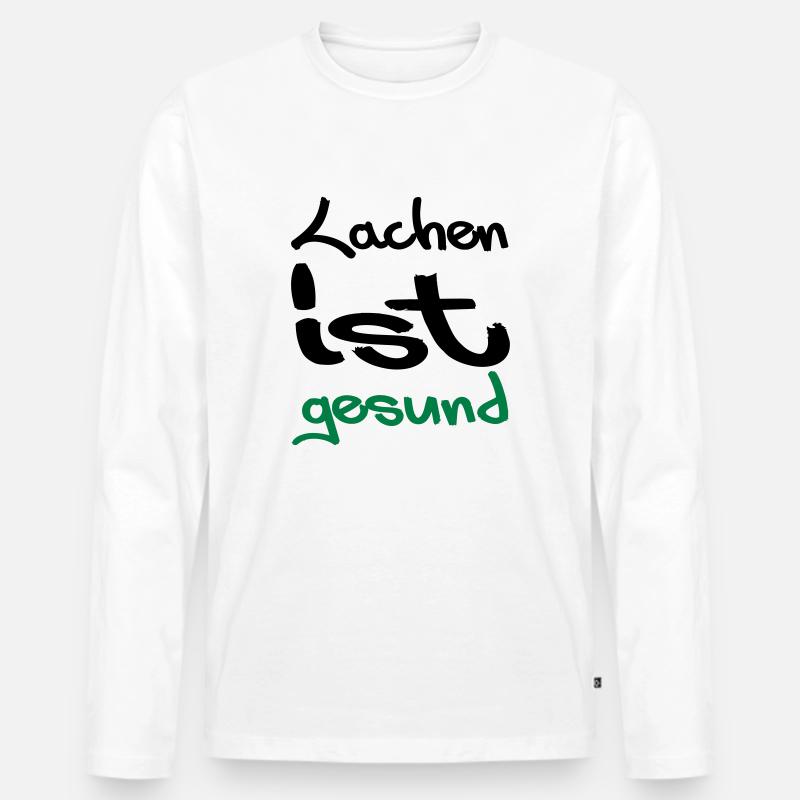 lachen ist gesund - Männer Premium Bio Langarmshirt - Weiß