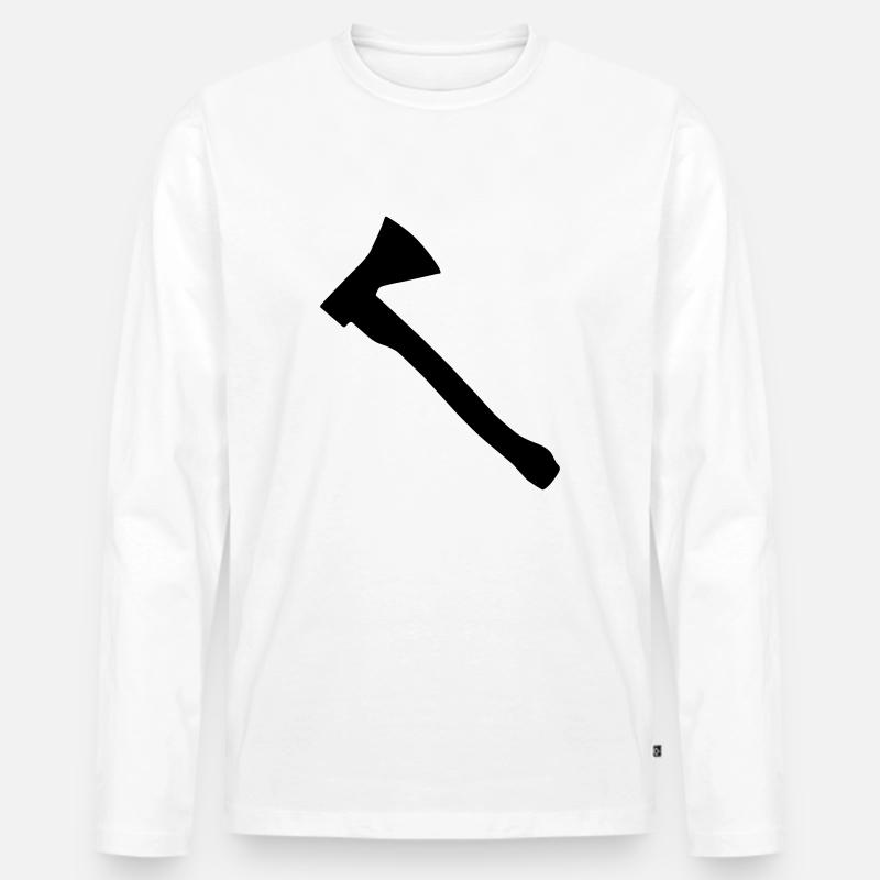 axt silhouette - Männer Premium Bio Langarmshirt - Weiß