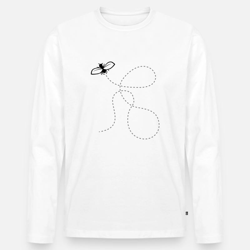 Fliege Gestrichelte Linie - Männer Premium Bio Langarmshirt - Weiß