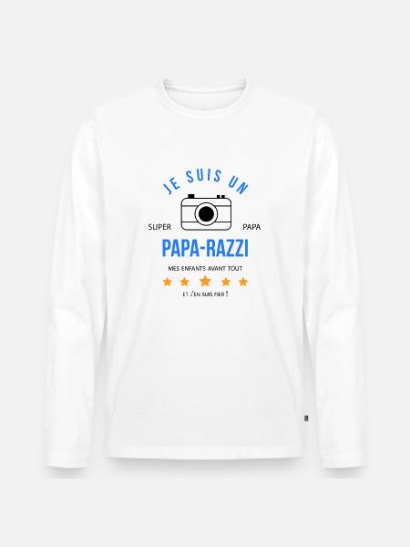 Papa razzi - T-shirt manches longues Premium bio Homme - blanc