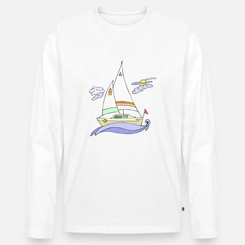 Segelboot - Männer Premium Bio Langarmshirt - Weiß