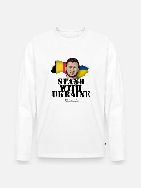 Ukraine Belgium Stand with Ukraine - Men's Premium Organic Long Sleeve Shirt - white
