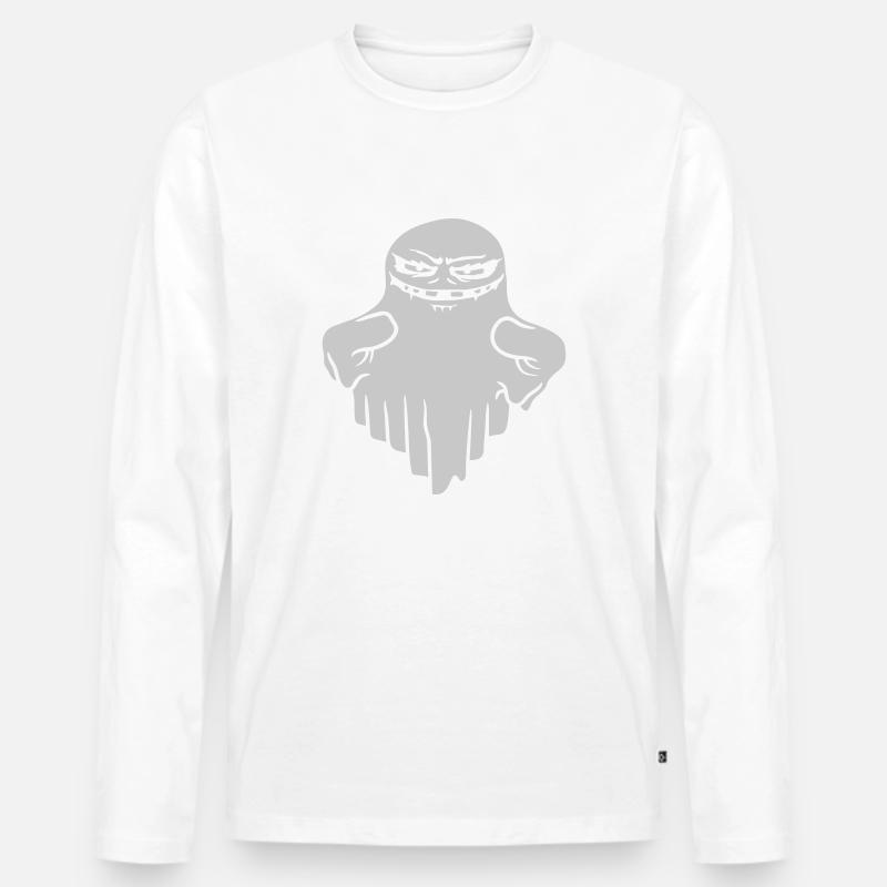 Comic schwebender Monster Geist - Männer Premium Bio Langarmshirt - Weiß