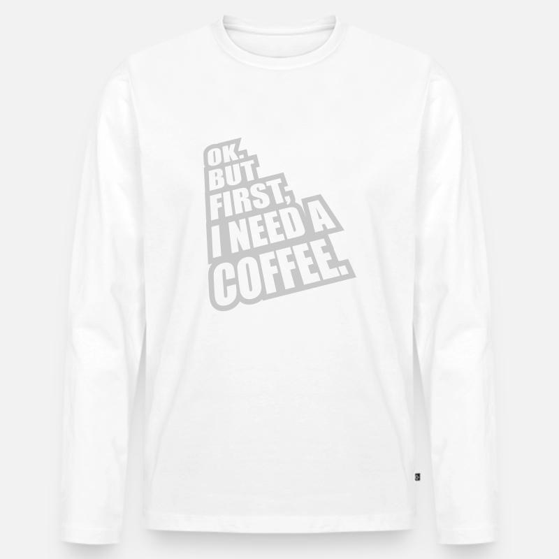 Fist I need Coffee - Männer Premium Bio Langarmshirt - Weiß