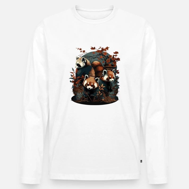 Roter Panda 2 - Männer Premium Bio Langarmshirt - Weiß