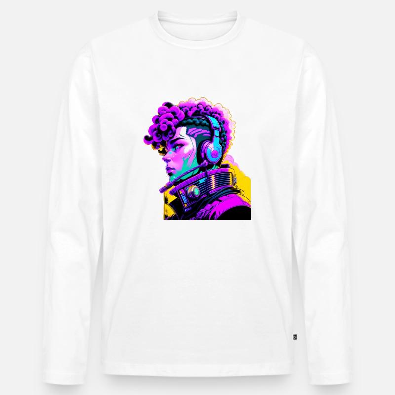 Musik Cyborg Headset - Männer Premium Bio Langarmshirt - Weiß