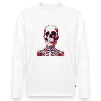 Squelette - T-shirt manches longues Premium bio Homme - blanc - Devant - Nico (187cm)