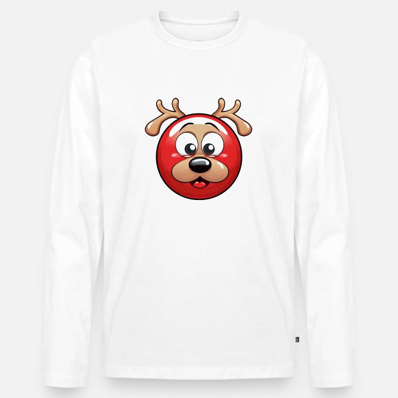 Rundes Rentier-Weihnachtskugel Comic Design - Männer Premium Bio Langarmshirt - undefined
