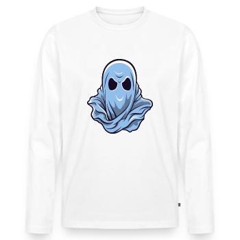 Gespenst Logo - Männer Premium Bio Langarmshirt - Weiß - Vorne - Nico (187cm)