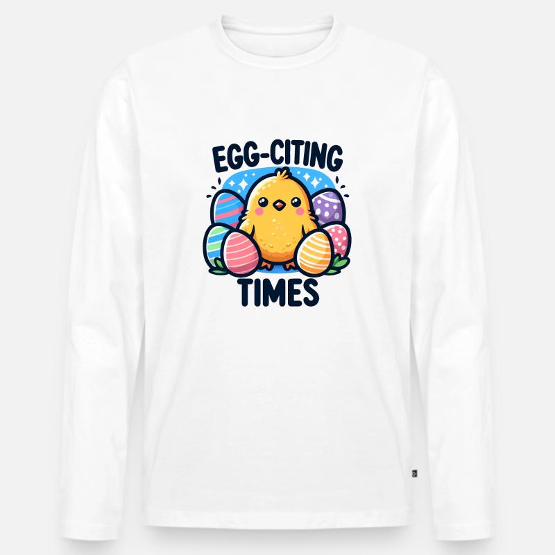 Lustiges Oster-Design - Eier-Zitier-Zeiten - Männer Premium Bio Langarmshirt - Weiß