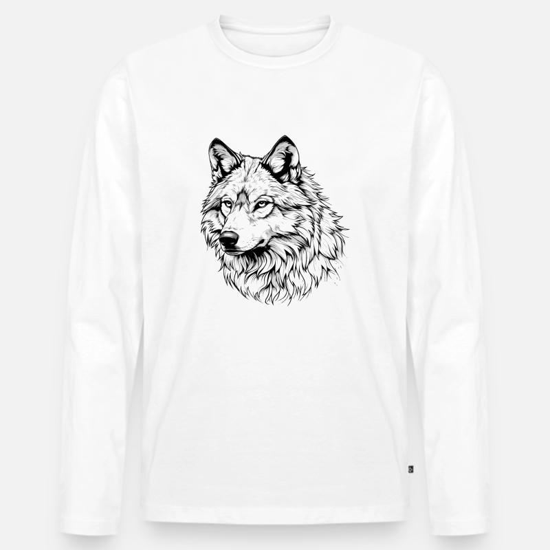 Weißer Wolf - Männer Premium Bio Langarmshirt - Weiß