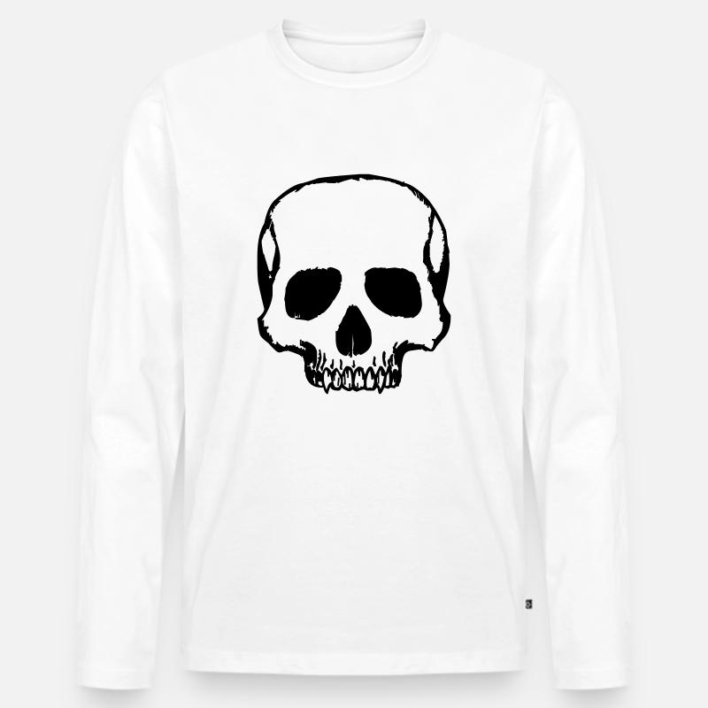 totenkopf - Männer Premium Bio Langarmshirt - Weiß