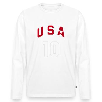 USA redeem Team - Men's Premium Organic Long Sleeve Shirt - white - Front - Nico (187cm)