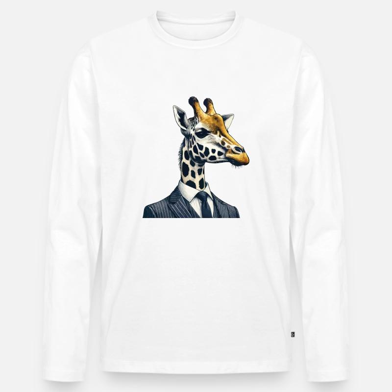 Giraffe - Männer Premium Bio Langarmshirt - Weiß