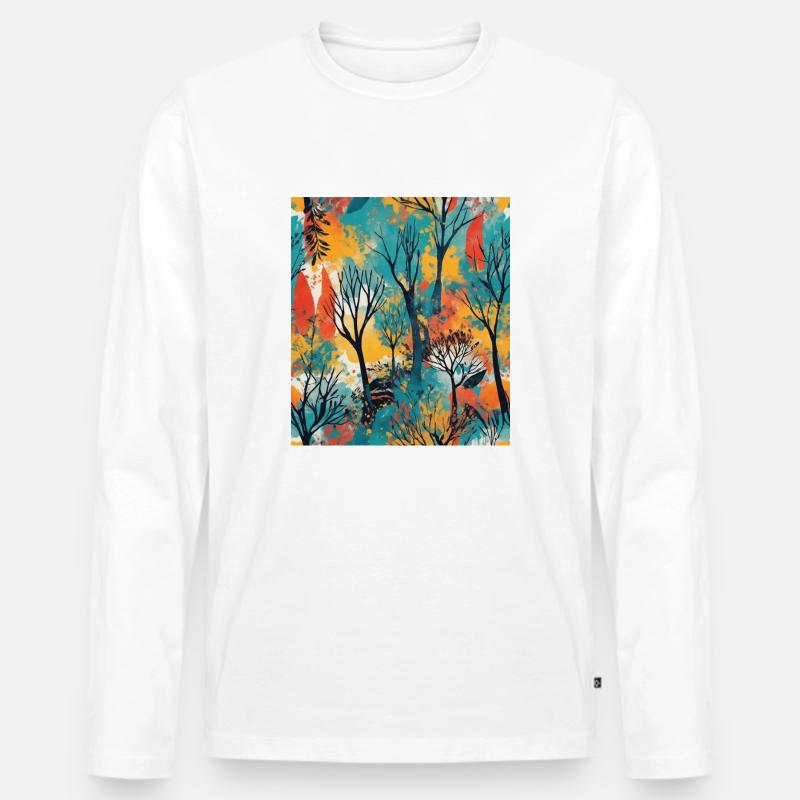 Abstrakter Wald - Männer Premium Bio Langarmshirt - Weiß