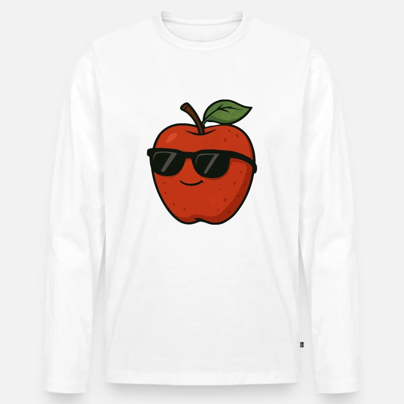 apfel comic - Männer Premium Bio Langarmshirt - Weiß