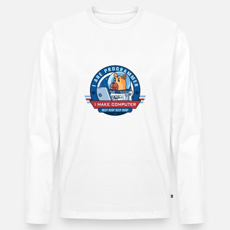 Ich bin Programmierer - Männer Premium Bio Langarmshirt - Weiß
