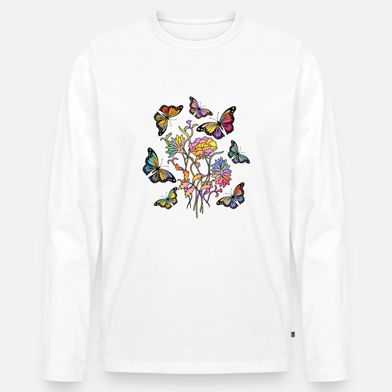 Schmetterlinge - Männer Premium Bio Langarmshirt - Weiß
