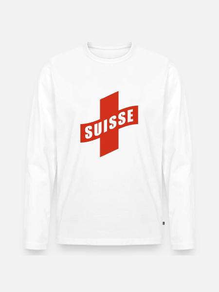 Schweiz - Suisse - Switzerland - Männer Premium Bio Langarmshirt - Weiß