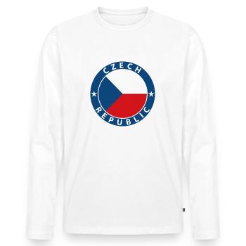 Tchéquie - T-shirt manches longues Premium bio Homme - blanc - Devant - Nico (187cm)