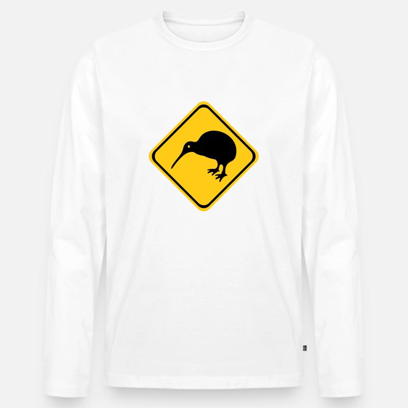 Kiwi Neuseeland Schild - Männer Premium Bio Langarmshirt - Weiß