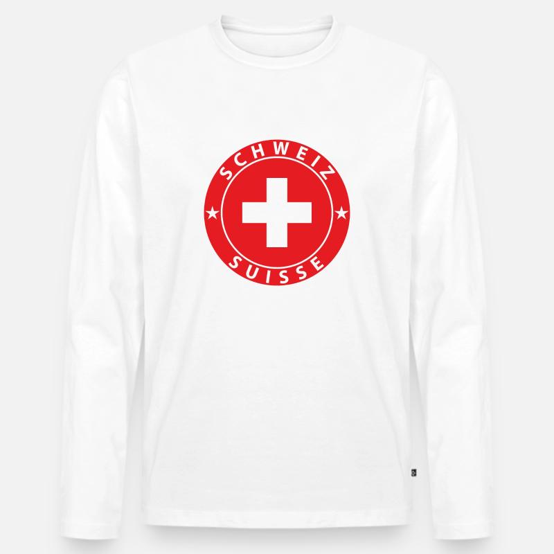 Schweiz - Männer Premium Bio Langarmshirt - Weiß