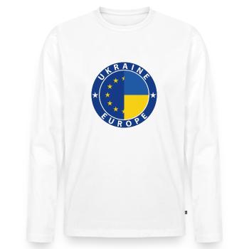 Ukraine EU - Männer Premium Bio Langarmshirt - Weiß - Vorne - Nico (187cm)