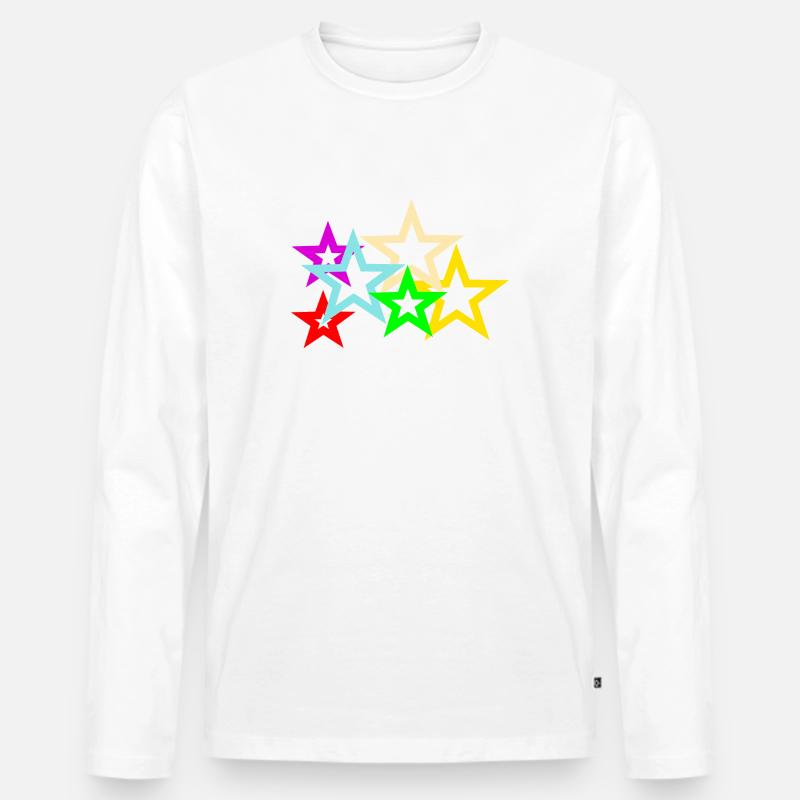 bunte Sterne - Männer Premium Bio Langarmshirt - Weiß