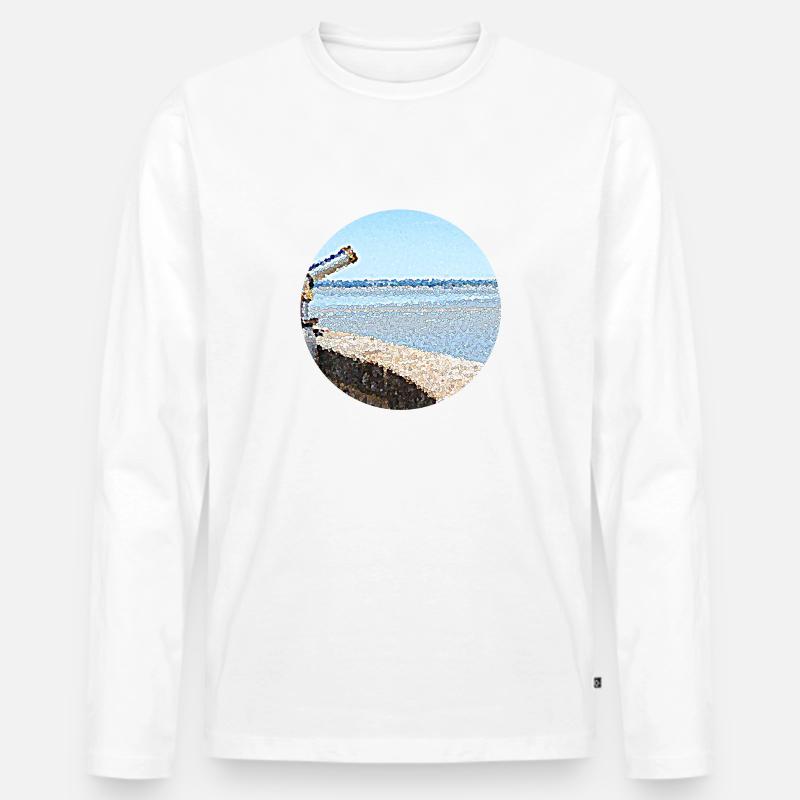 Fernblick auf das Meer - Männer Premium Bio Langarmshirt - Weiß