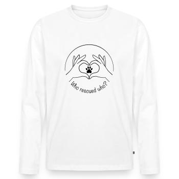 Animal rescue – who rescued who - Men's Premium Organic Long Sleeve Shirt - white - Front - Nico (187cm)