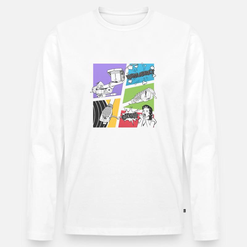 Vinyladdict Attack V8.2 - Männer Premium Bio Langarmshirt - Weiß