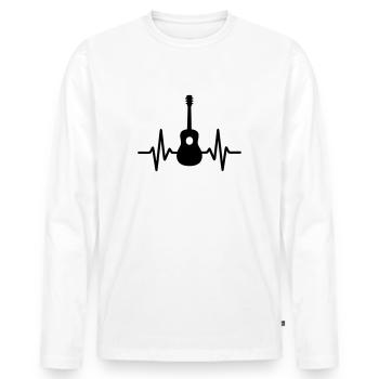 Battement Cœur Guitare Musique - T-shirt manches longues Premium bio Homme - blanc - Devant - Nico (187cm)
