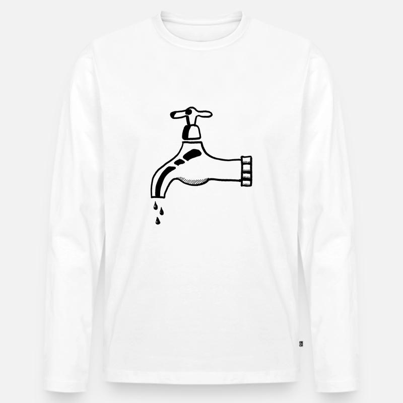 Klempner Wasserhahn - Männer Premium Bio Langarmshirt - Weiß