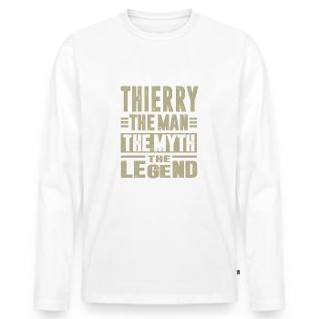 Thierry! T-shirts et Hoodies pour vous - T-shirt manches longues Premium bio Homme - blanc - Devant - Nico (187cm)