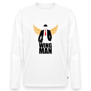 Wingman - Männer Premium Bio Langarmshirt - Weiß - Vorne - Nico (187cm)