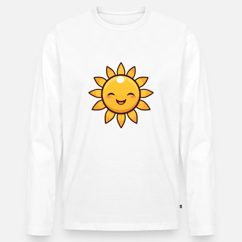 Lachende Sonne Sommer Spass Geschenk - Männer Premium Bio Langarmshirt - Weiß