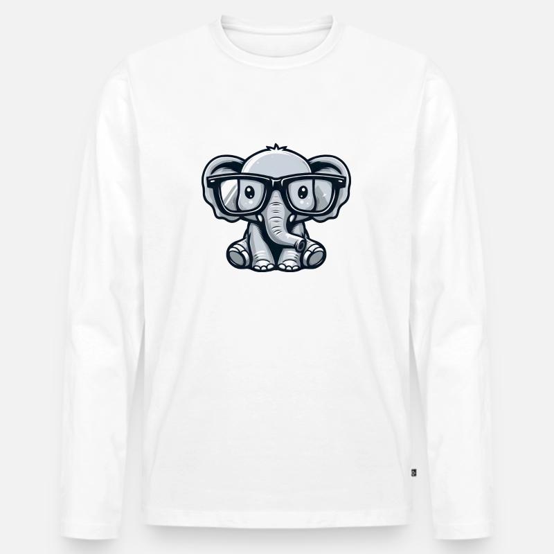 Nerdiger Elefant mit Brille - Männer Premium Bio Langarmshirt - undefined