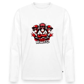 Red Monkeez DJs Monkey Musik Music - raffstaff ® - Männer Premium Bio Langarmshirt - Weiß - Vorne - Nico (187cm)
