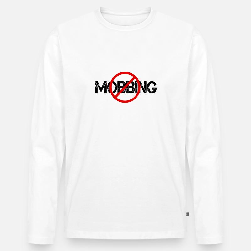 NO MOBBING - Männer Premium Bio Langarmshirt - Weiß