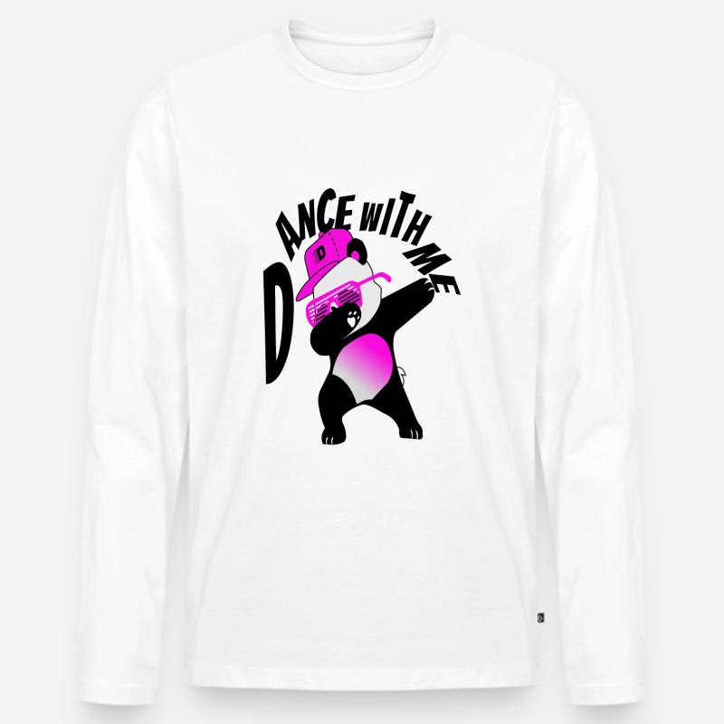 Panda Dance - Männer Premium Bio Langarmshirt - Weiß