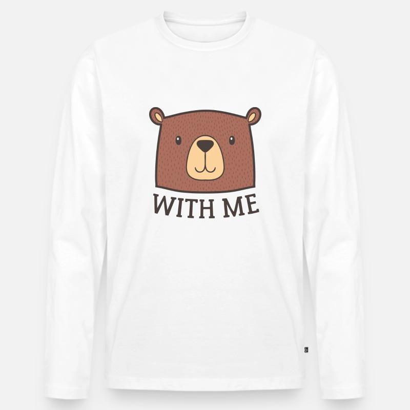 Bär mit mir - Männer Premium Bio Langarmshirt - Weiß