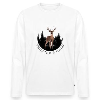 Thüringer Wald - Männer Premium Bio Langarmshirt - Weiß - Vorne - Nico (187cm)