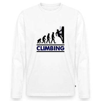 Climbing Evolution Climber - Men's Premium Organic Long Sleeve Shirt - white - Front - Nico (187cm)