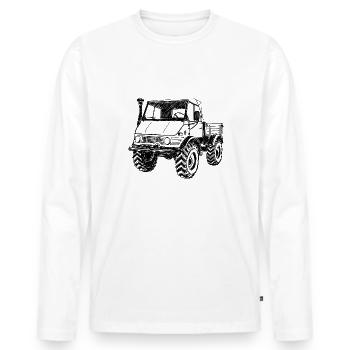 Unimog - Oldtimer - Offroad - Dispositif moteur universel - T-shirt manches longues Premium bio Homme - blanc - Devant - Nico (187cm)