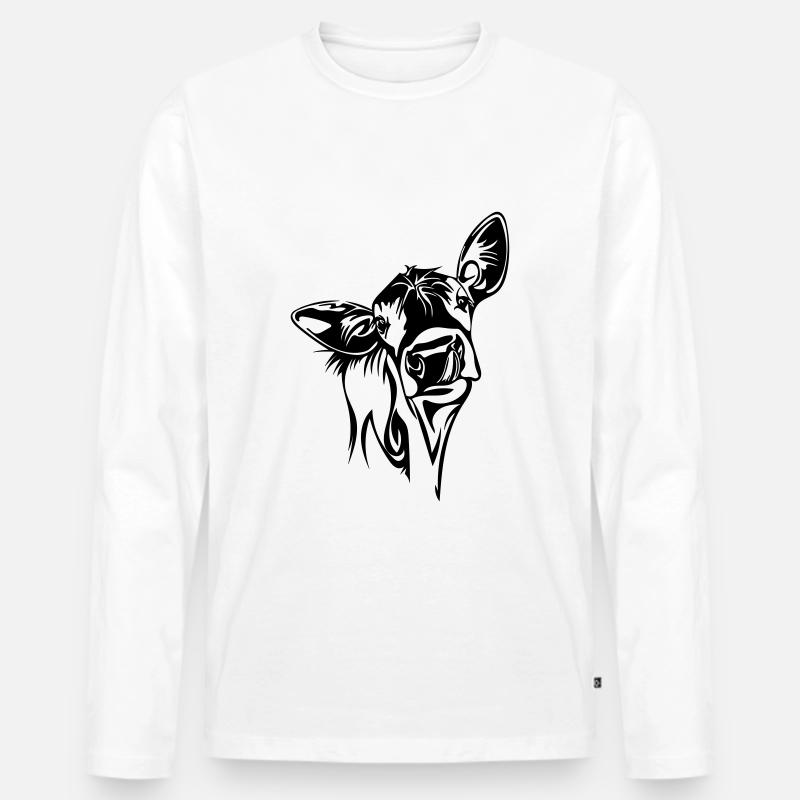 Kuh - Männer Premium Bio Langarmshirt - Weiß